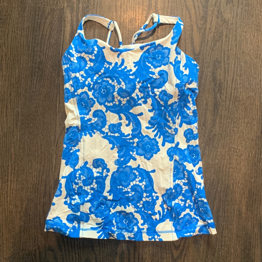 lululemon athletica Tank with Blue Floral Print